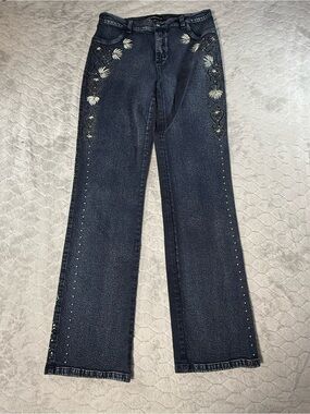 Brazil Roxx Embroidered Studded Bootcut Jeans Women’s 10 Dark Wash 31x33